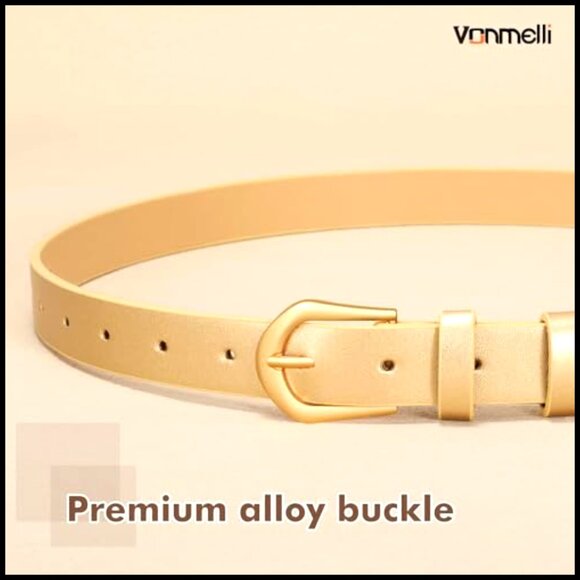 Thin Leather Skinny Belts Set Gold Buckle Elegant Minimal Chic Waist Accent main image 5